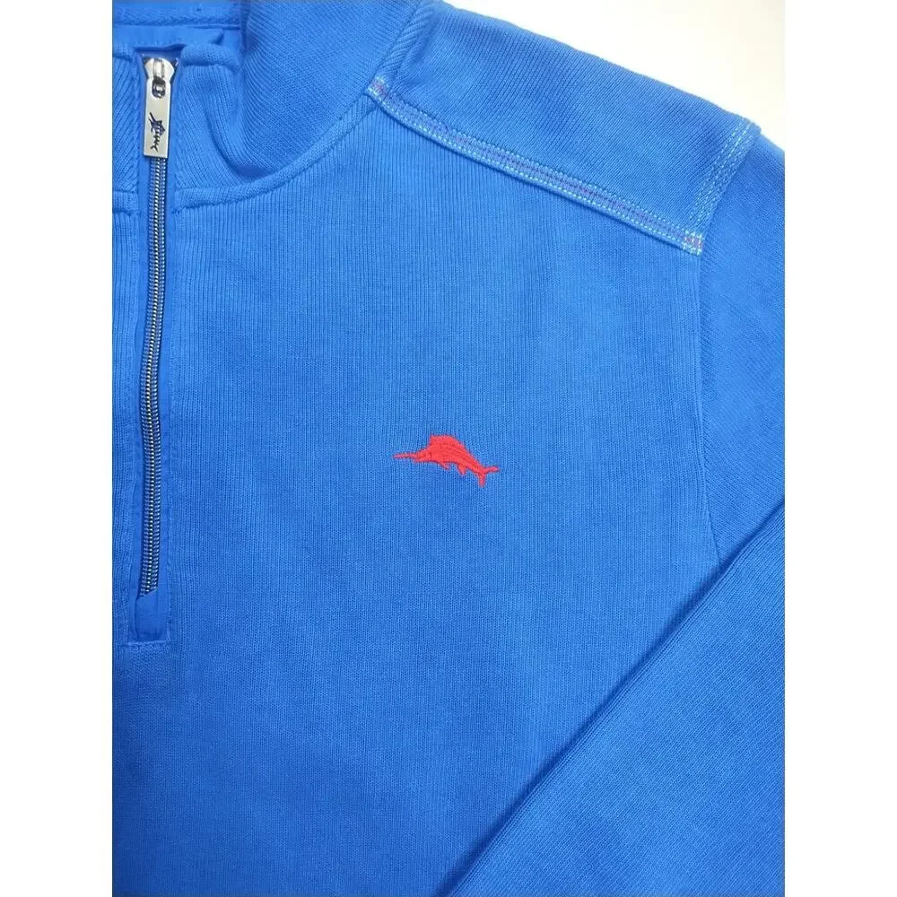 Tommy Bahama Supima 1/4 Zip Pullover Blue Islandzone Men’s Large